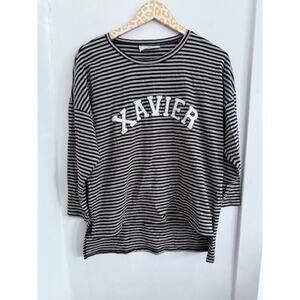 Xavier Emerson Street Navy Gray 3/4 Sleeve Shirt | Size Medium